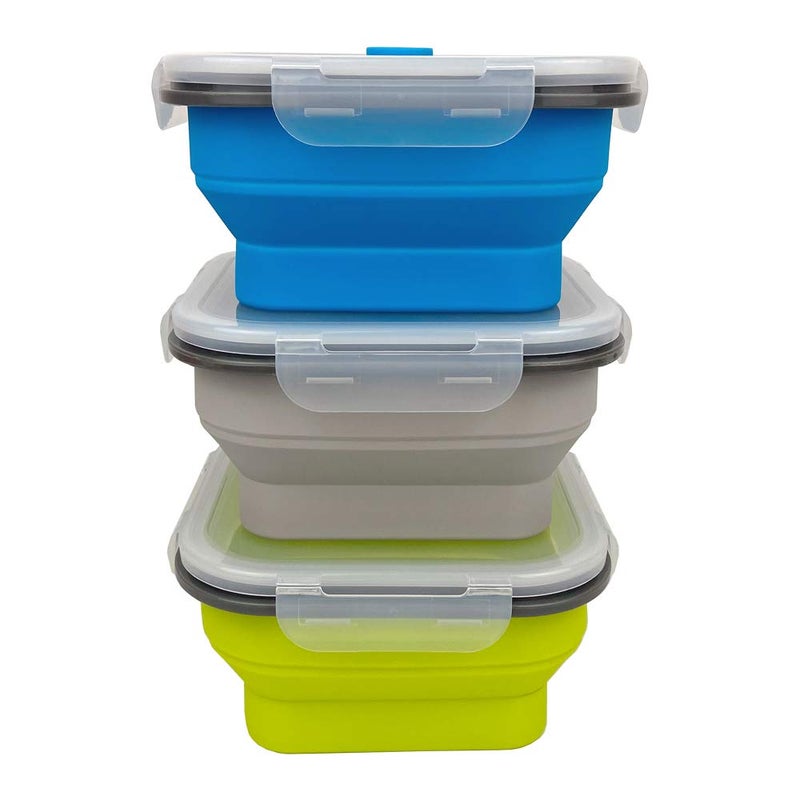 CARTINTS Large 1200ml Collapsible Bowls with Lids Silicone Camping Bowls, with Airtight Lids, Microwave and Freezer Safe, Set of 3 - Image 2